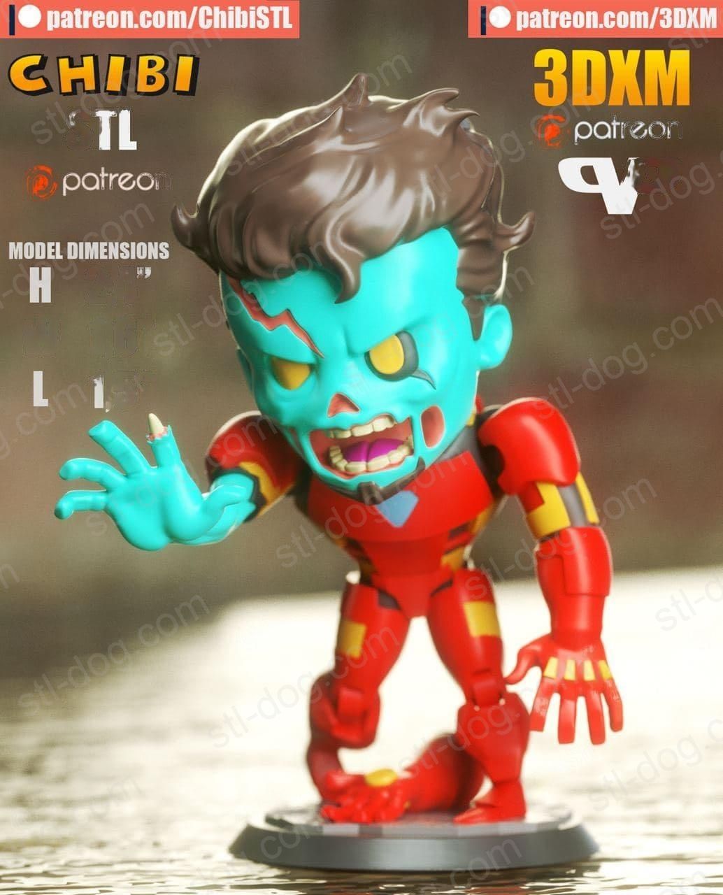 卡通僵尸钢铁侠(Zombie Iron-Man Chibi)3D打印图纸